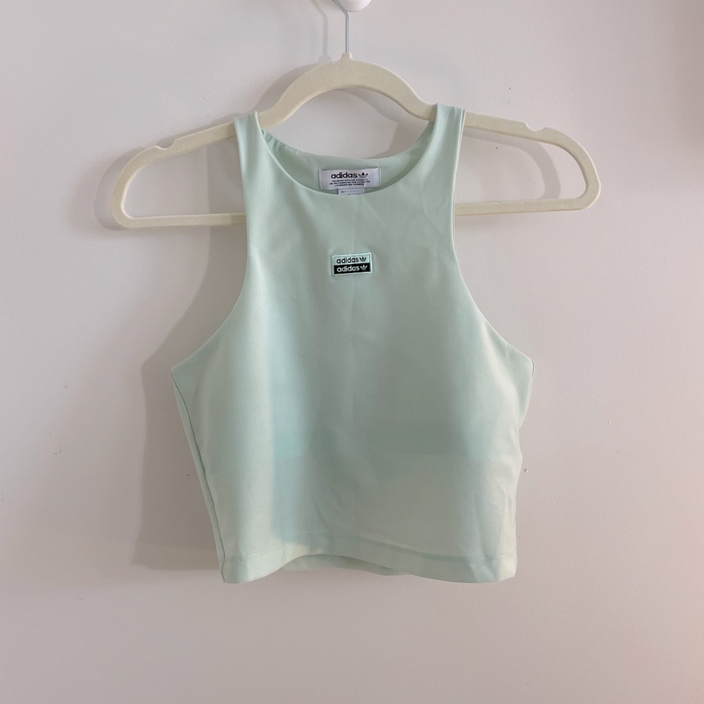 Adidas cropped - light mint green crop top with sports bra attached